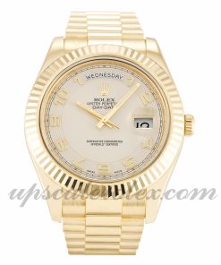 Mens Rolex Day-Date II 218238 41 MM Case Automatic Movement Ivory Dial